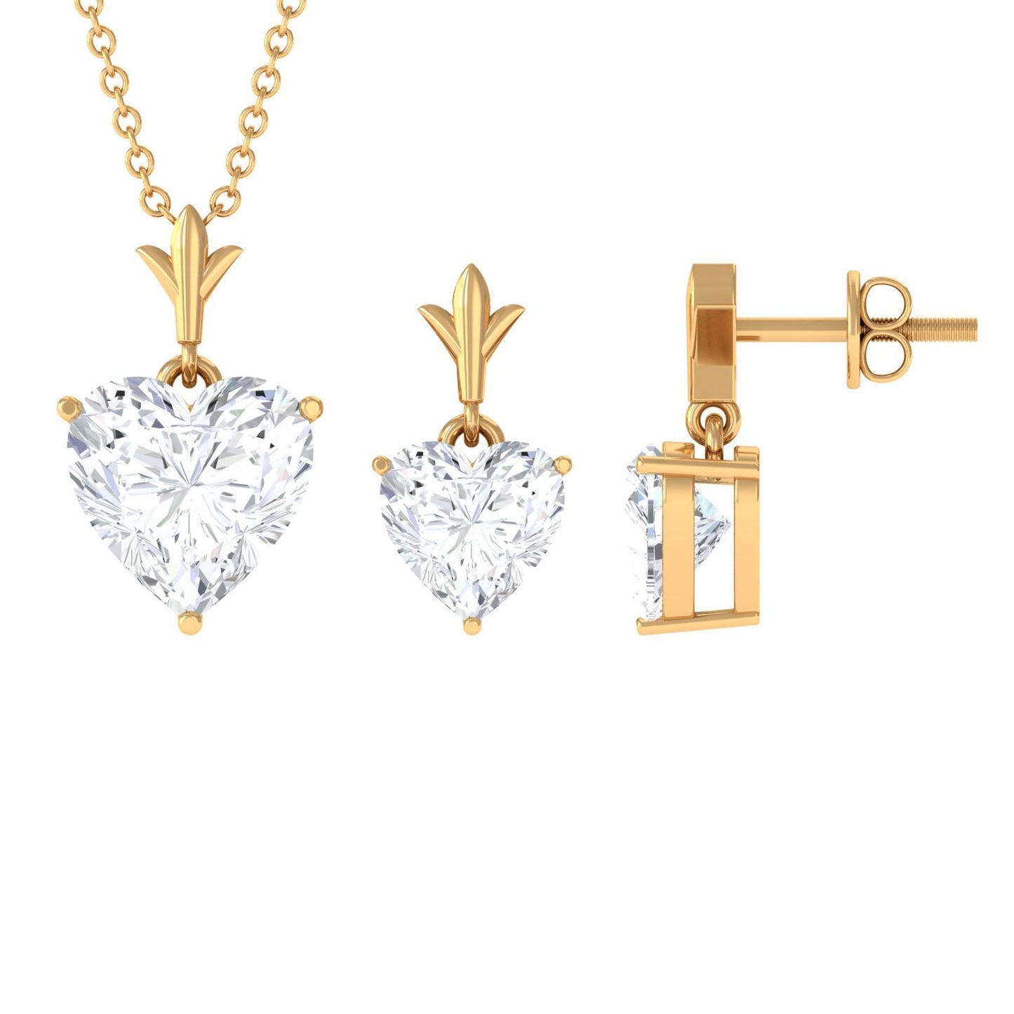 Certified Moissanite Heart Jewelry Set for Women