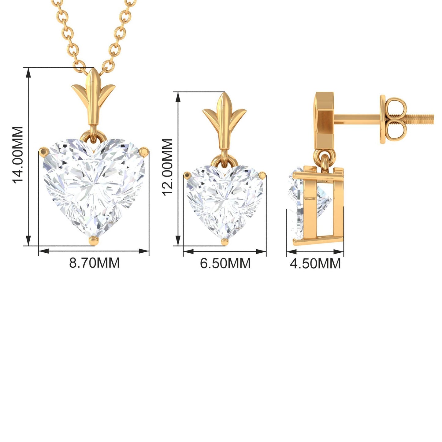 Certified Moissanite Heart Jewelry Set for Women