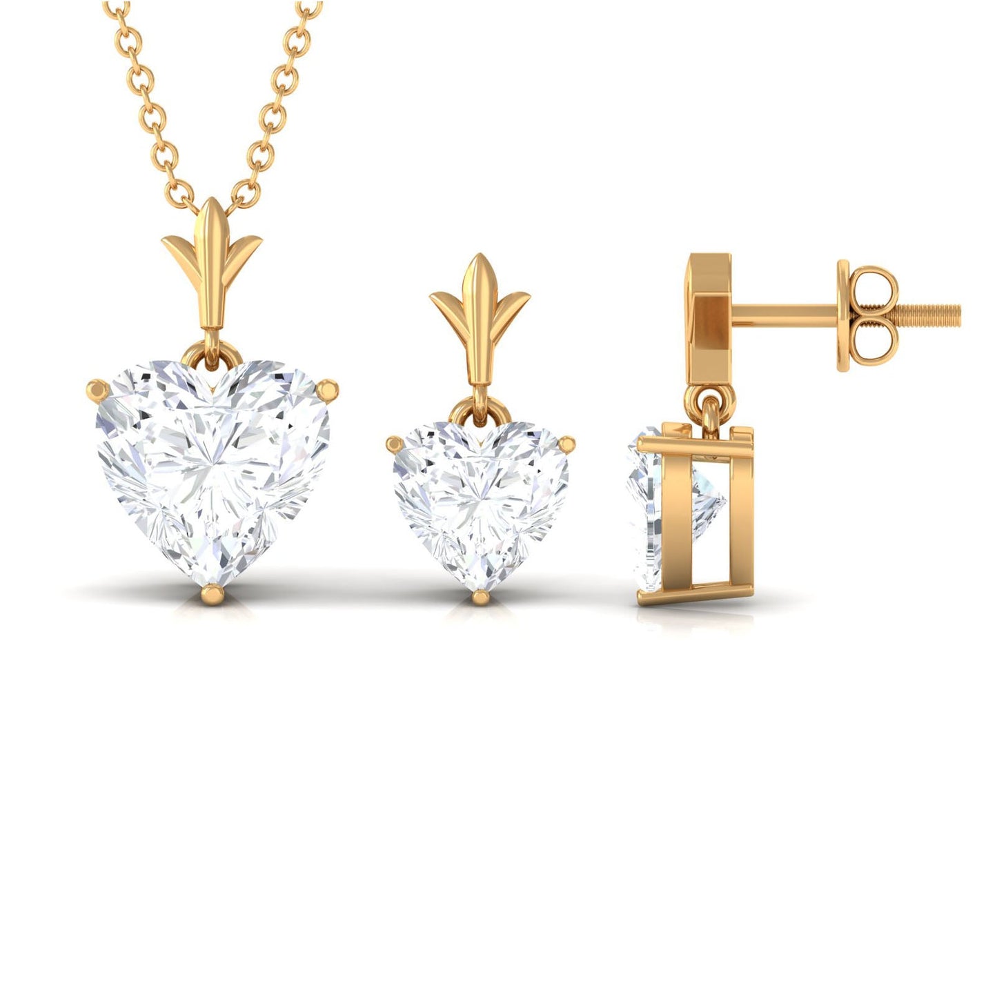 Certified Moissanite Heart Jewelry Set for Women