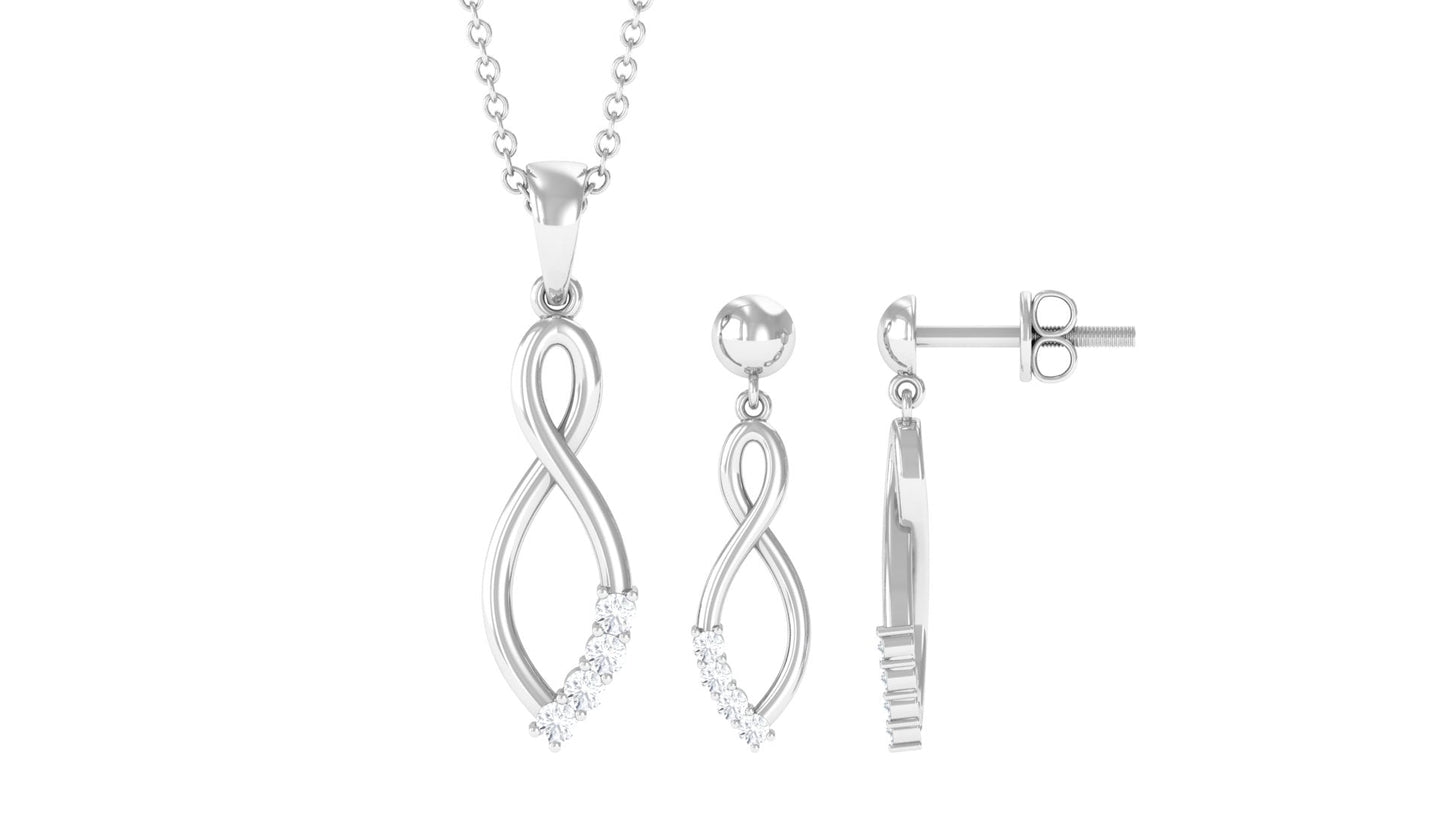 Certified Moissanite Infinity Necklace and Earrings Set