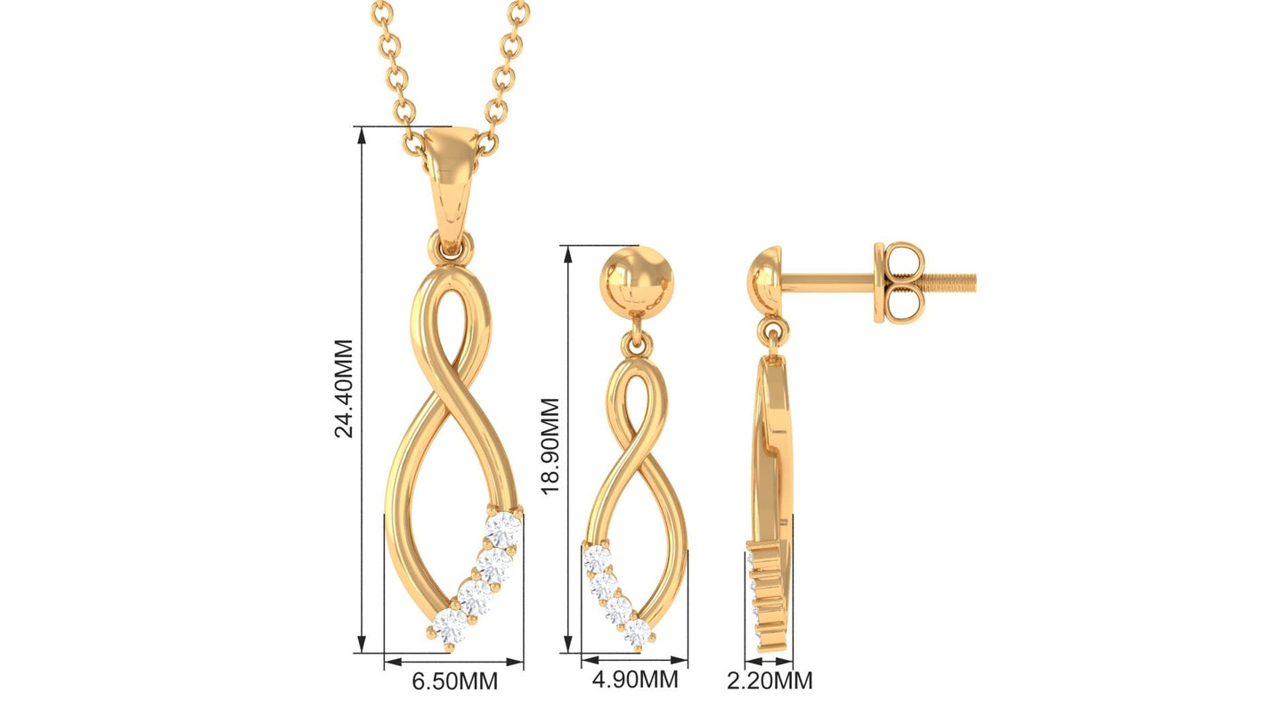 Certified Moissanite Infinity Necklace and Earrings Set