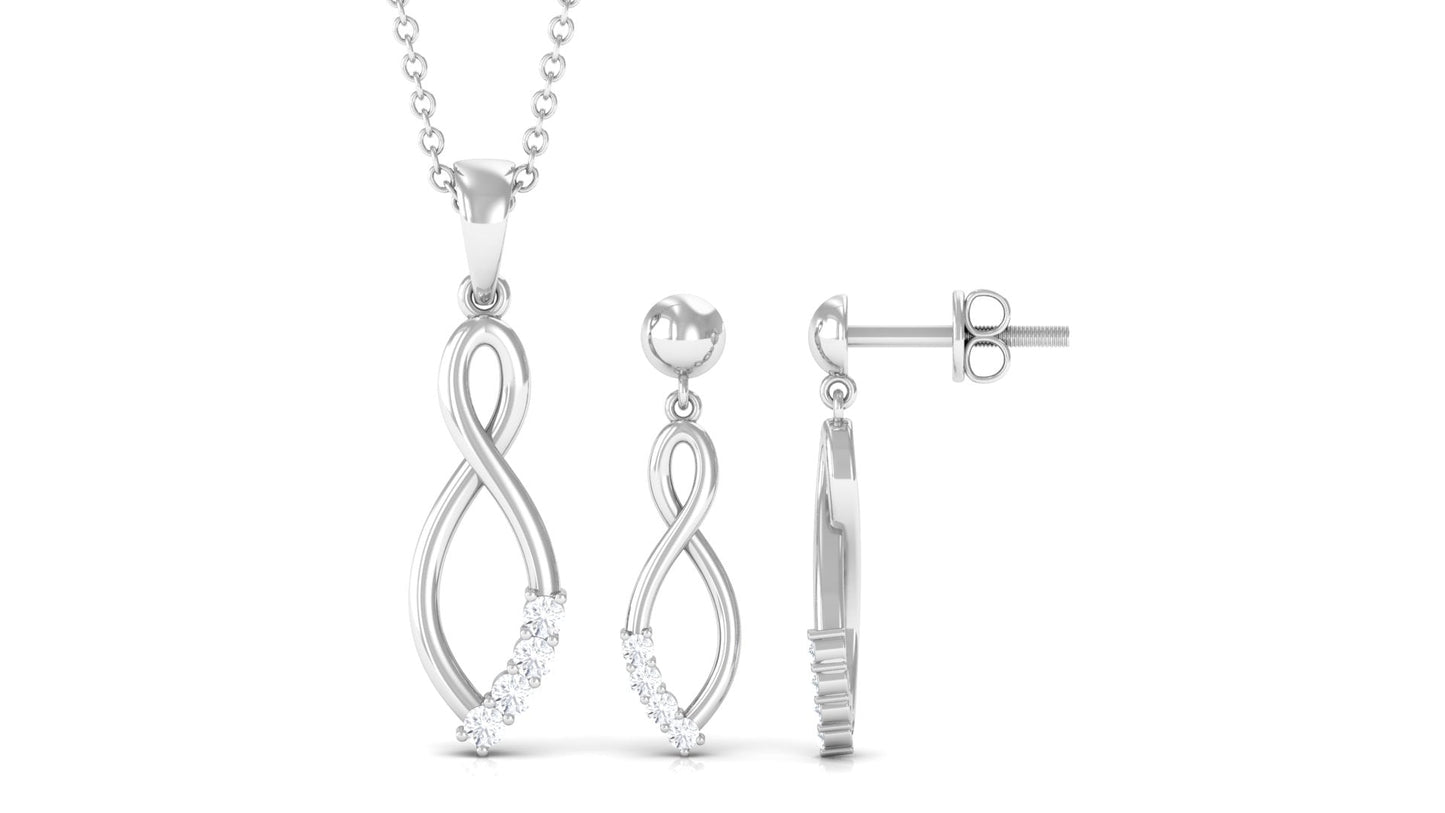 Certified Moissanite Infinity Necklace and Earrings Set