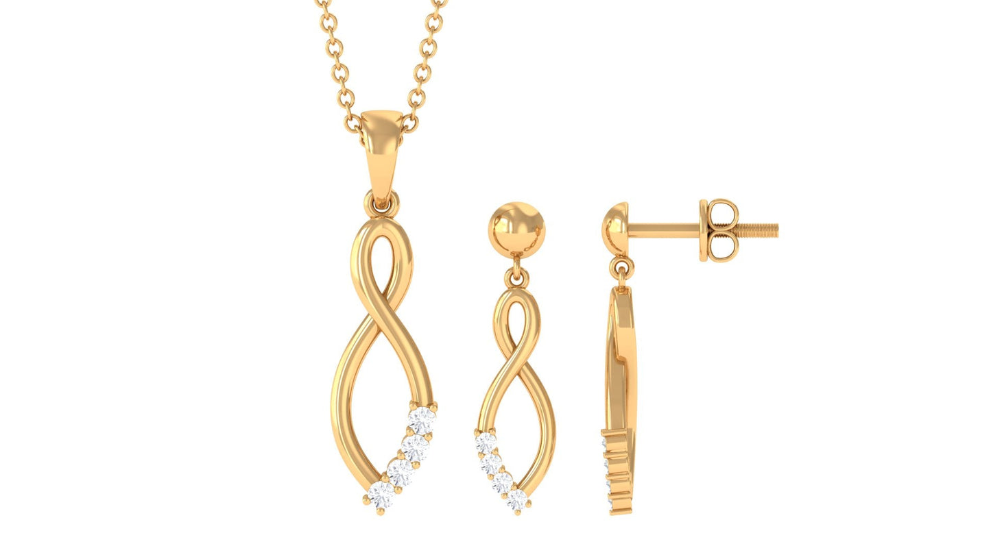 Certified Moissanite Infinity Necklace and Earrings Set