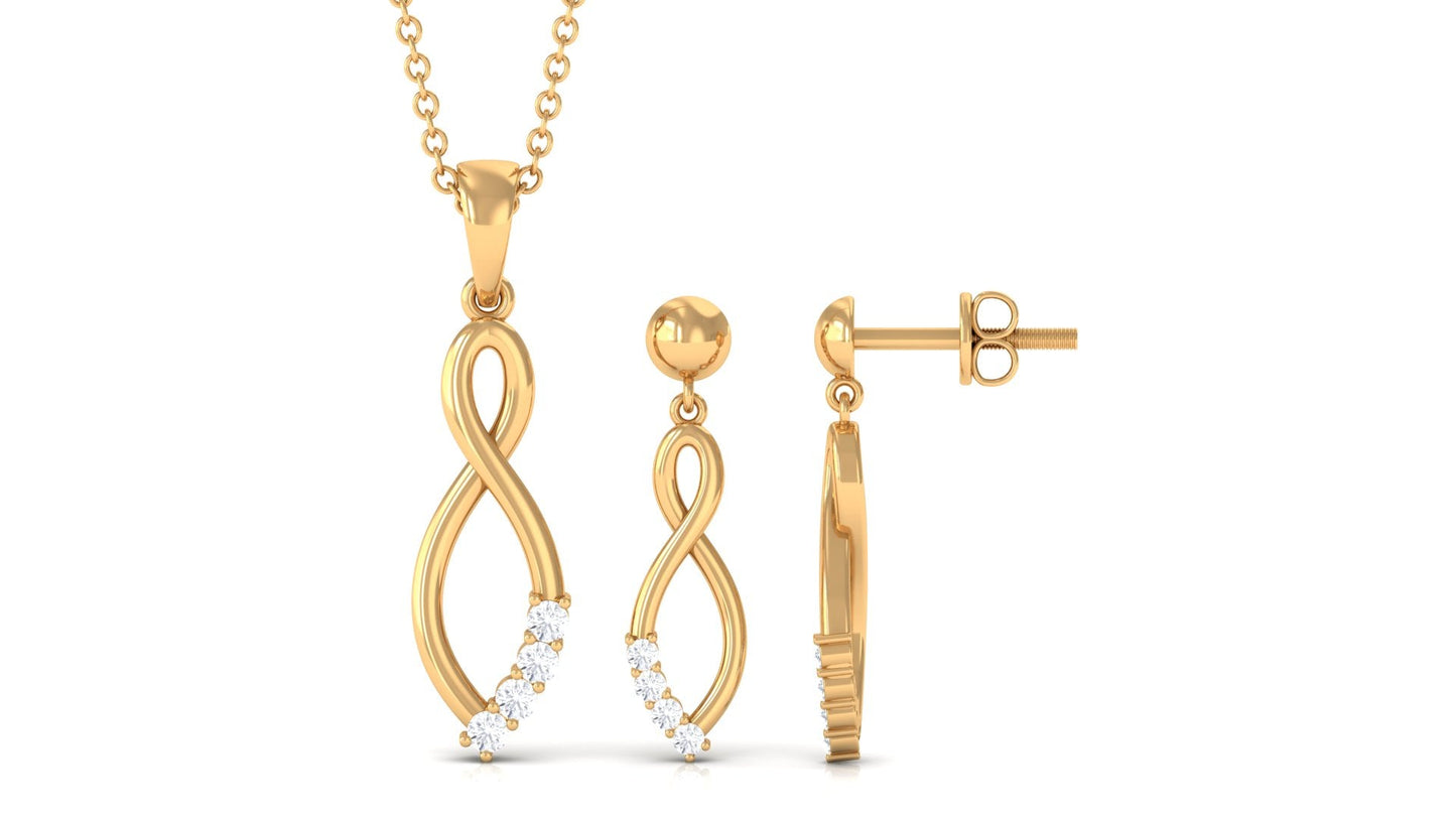 Certified Moissanite Infinity Necklace and Earrings Set