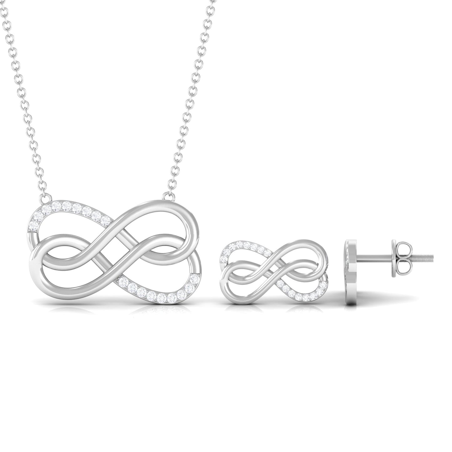 Moissanite Twin Infinity Interlock Jewelry Set
