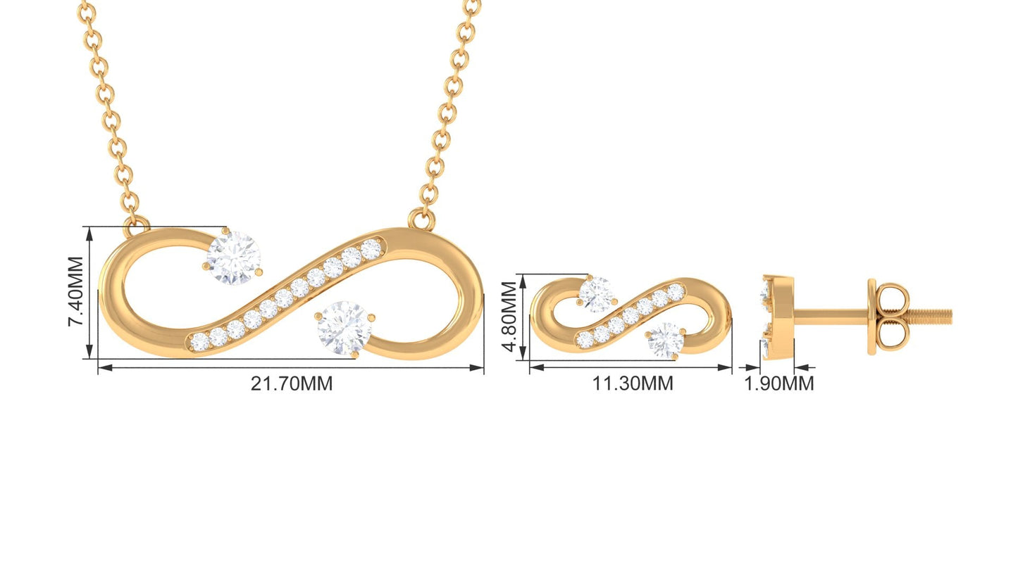 Simple Moissanite Infinity Jewelry Set for Her