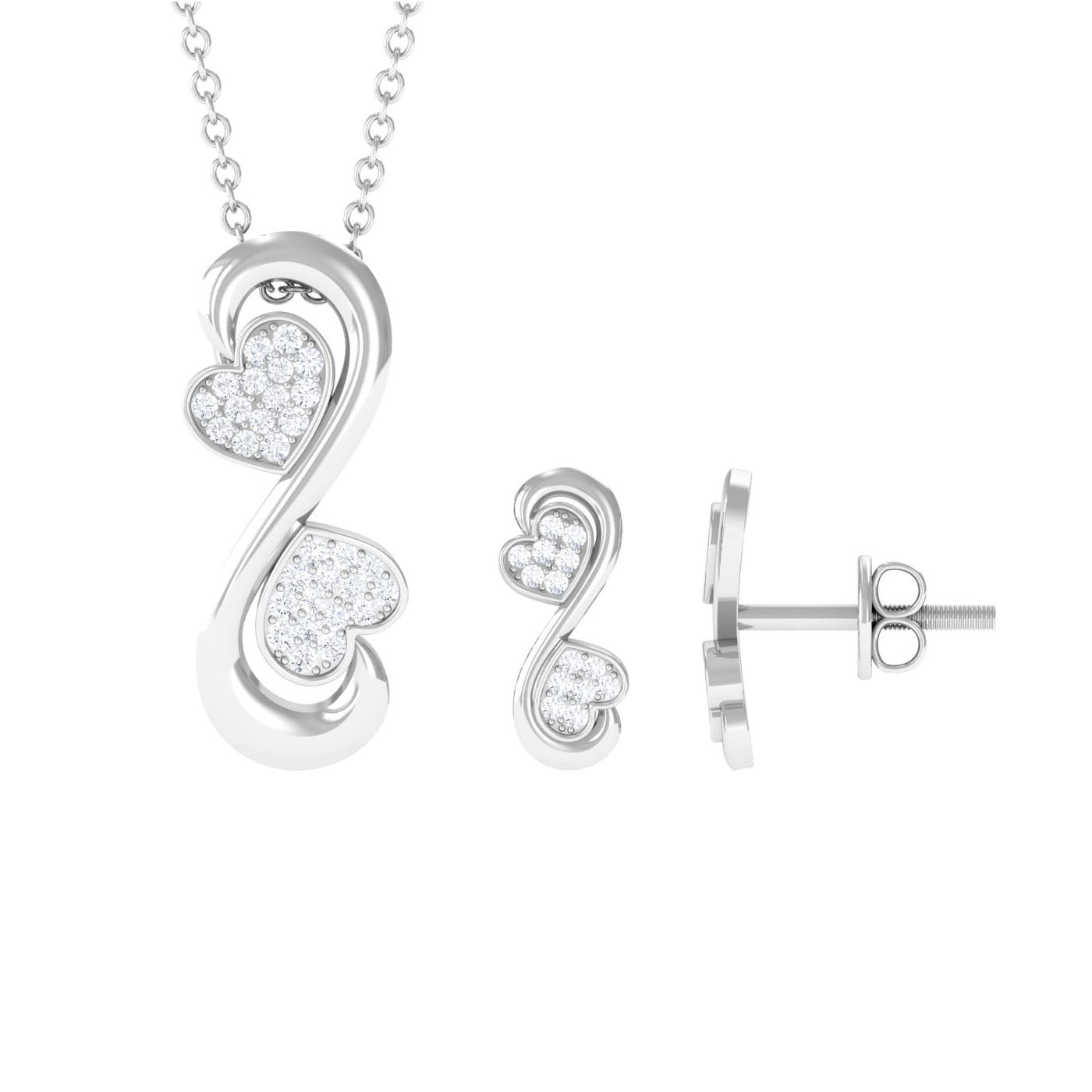Certified Moissanite Heart Infinity Jewelry Set
