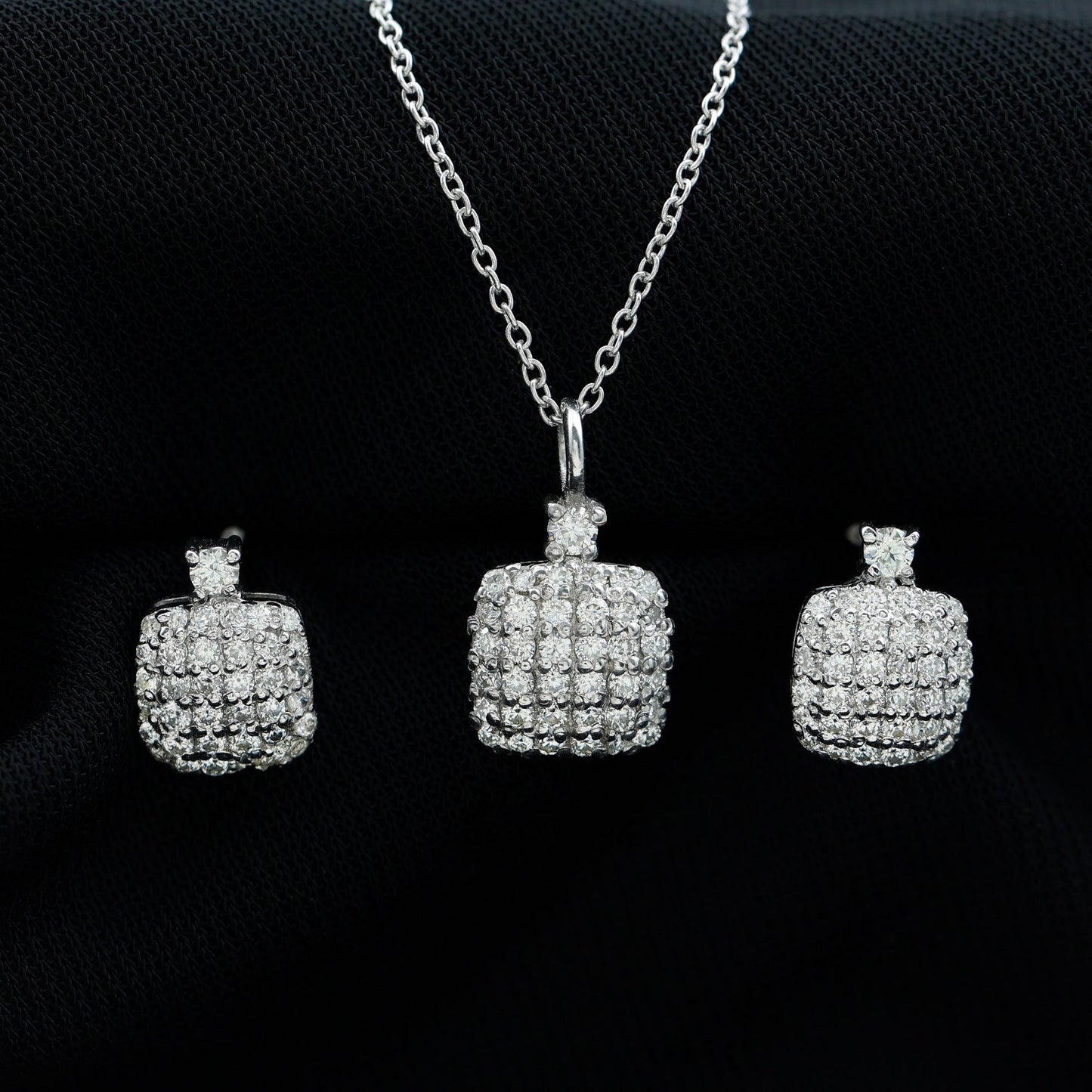 Round Moissanite Matching Necklace and Earrings Set