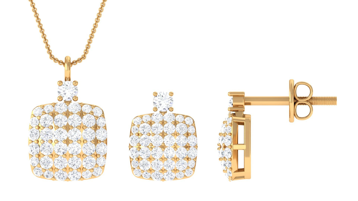 Round Moissanite Matching Necklace and Earrings Set