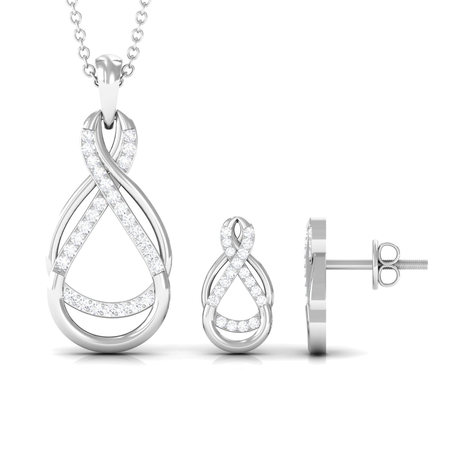 Certified Moissanite Infinity Pendant and Earrings Set