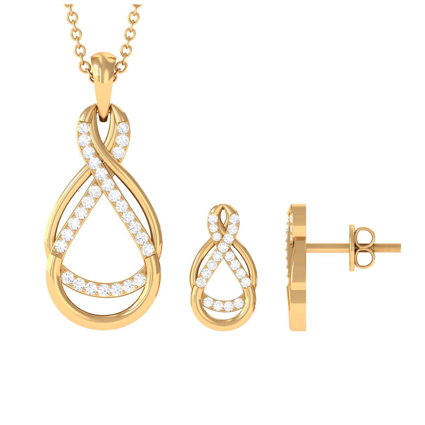 Certified Moissanite Infinity Pendant and Earrings Set