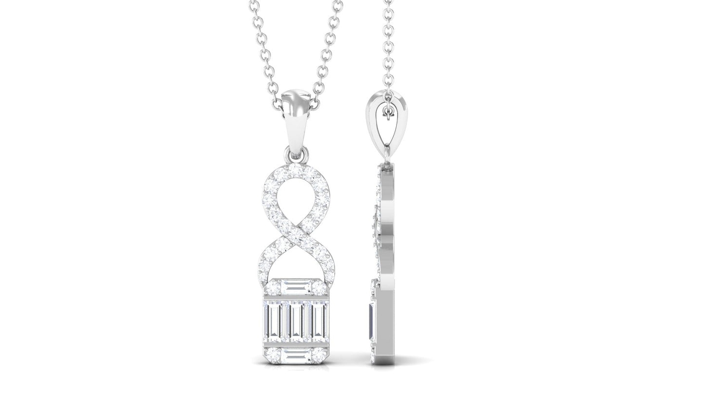Art Deco Moissanite Infinity Pendant Necklace