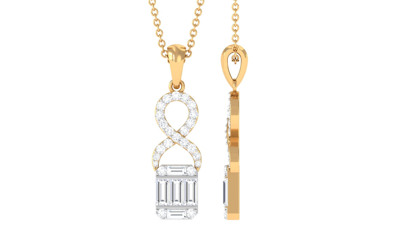 Art Deco Moissanite Infinity Pendant Necklace