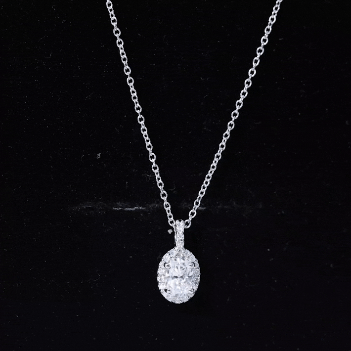 0.4 Carat Oval Moissanite Bridal Pendant Necklace