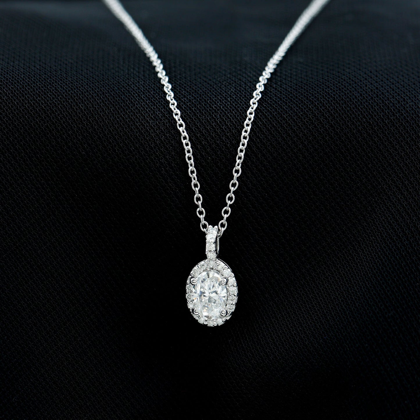 0.4 Carat Oval Moissanite Bridal Pendant Necklace