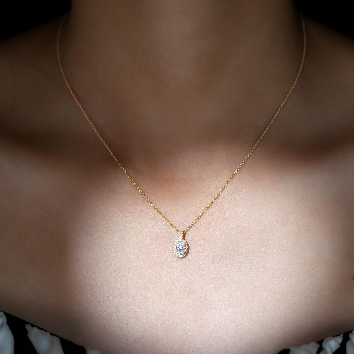0.4 Carat Oval Moissanite Bridal Pendant Necklace