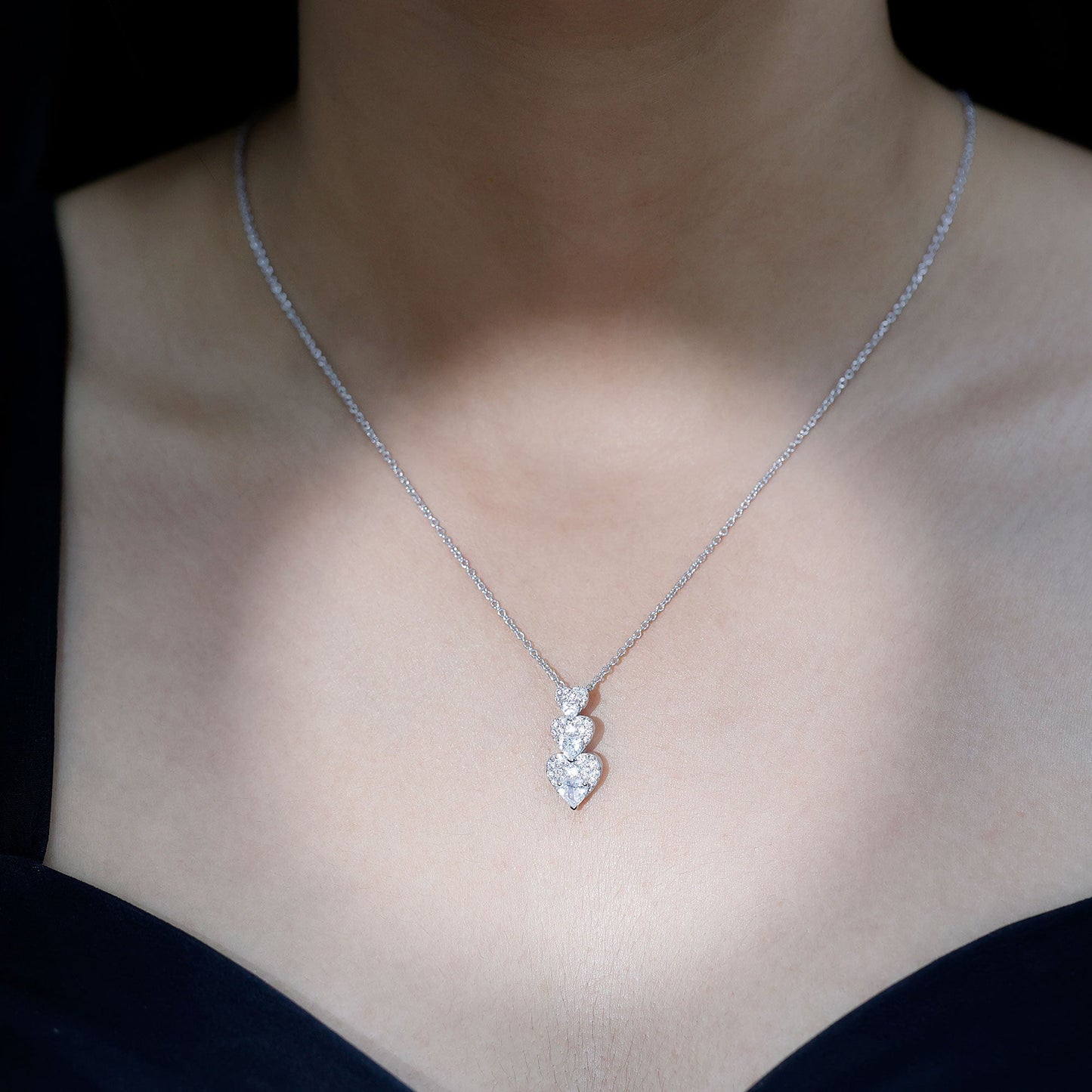 Certified Moissanite Dangle Heart Pendant Necklace