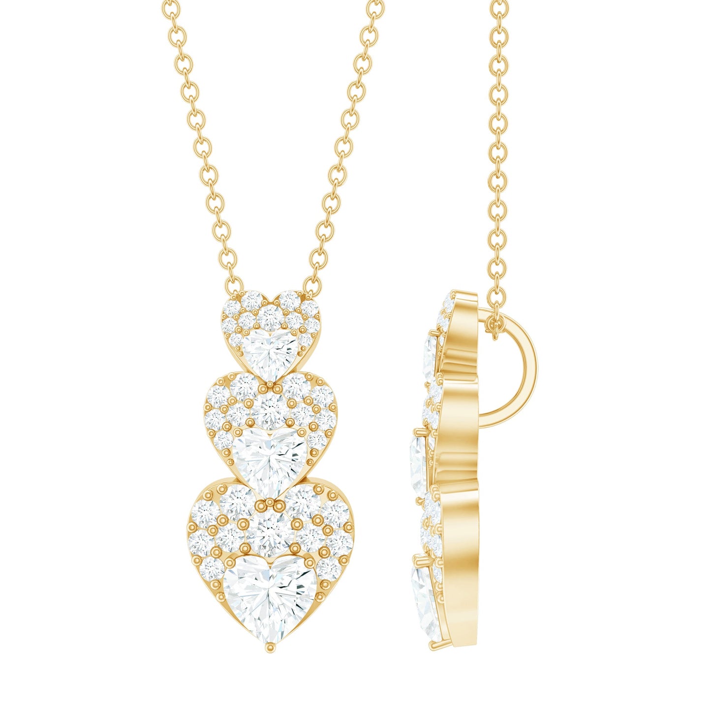 Certified Moissanite Dangle Heart Pendant Necklace