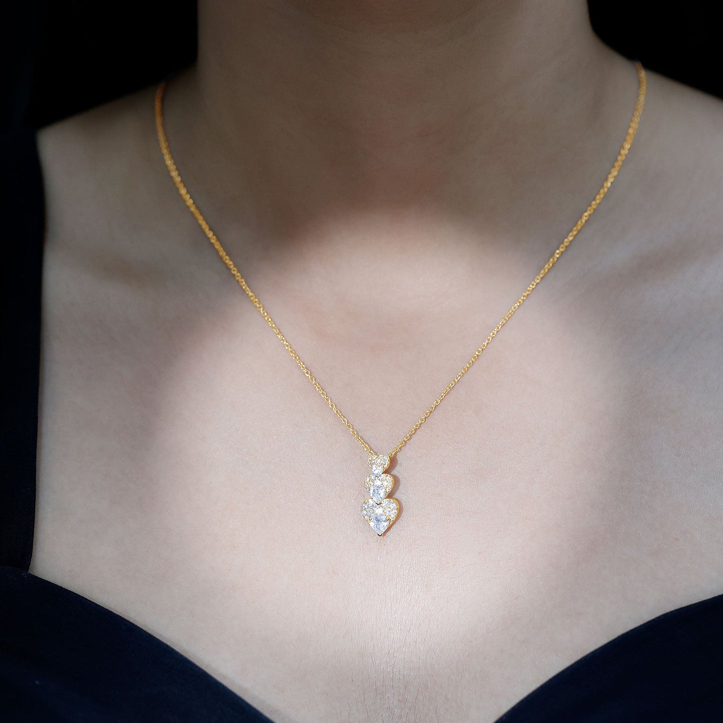 Certified Moissanite Dangle Heart Pendant Necklace
