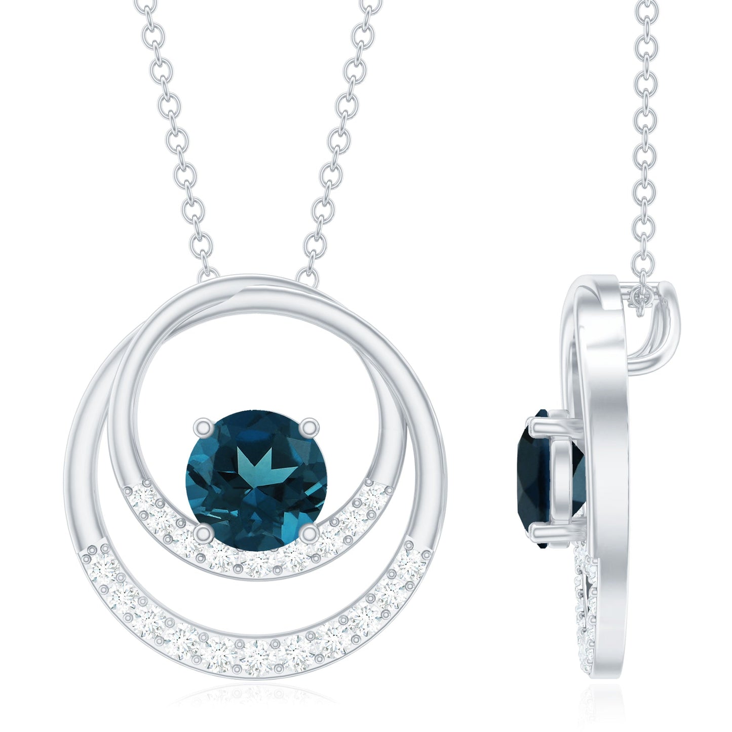 Real London Blue Topaz and Diamond Promise Necklace