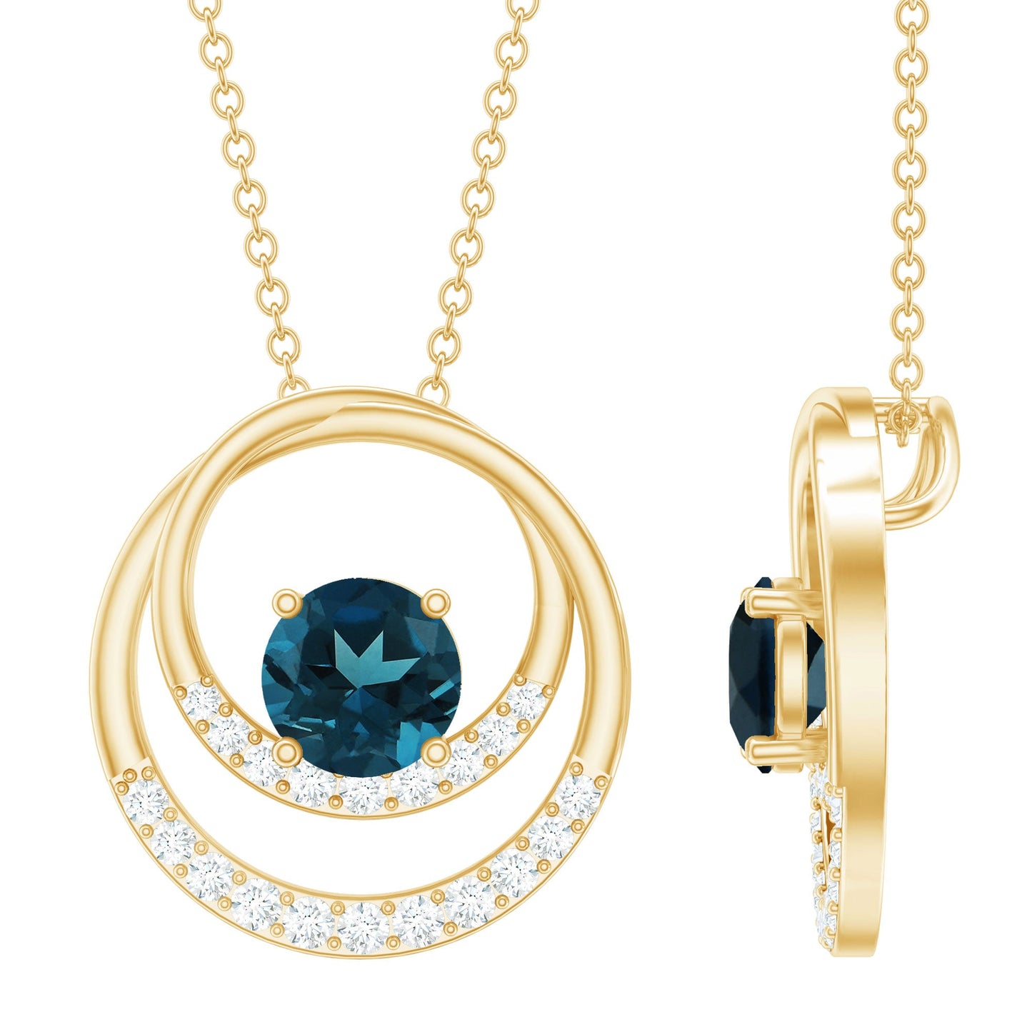 Real London Blue Topaz and Diamond Promise Necklace