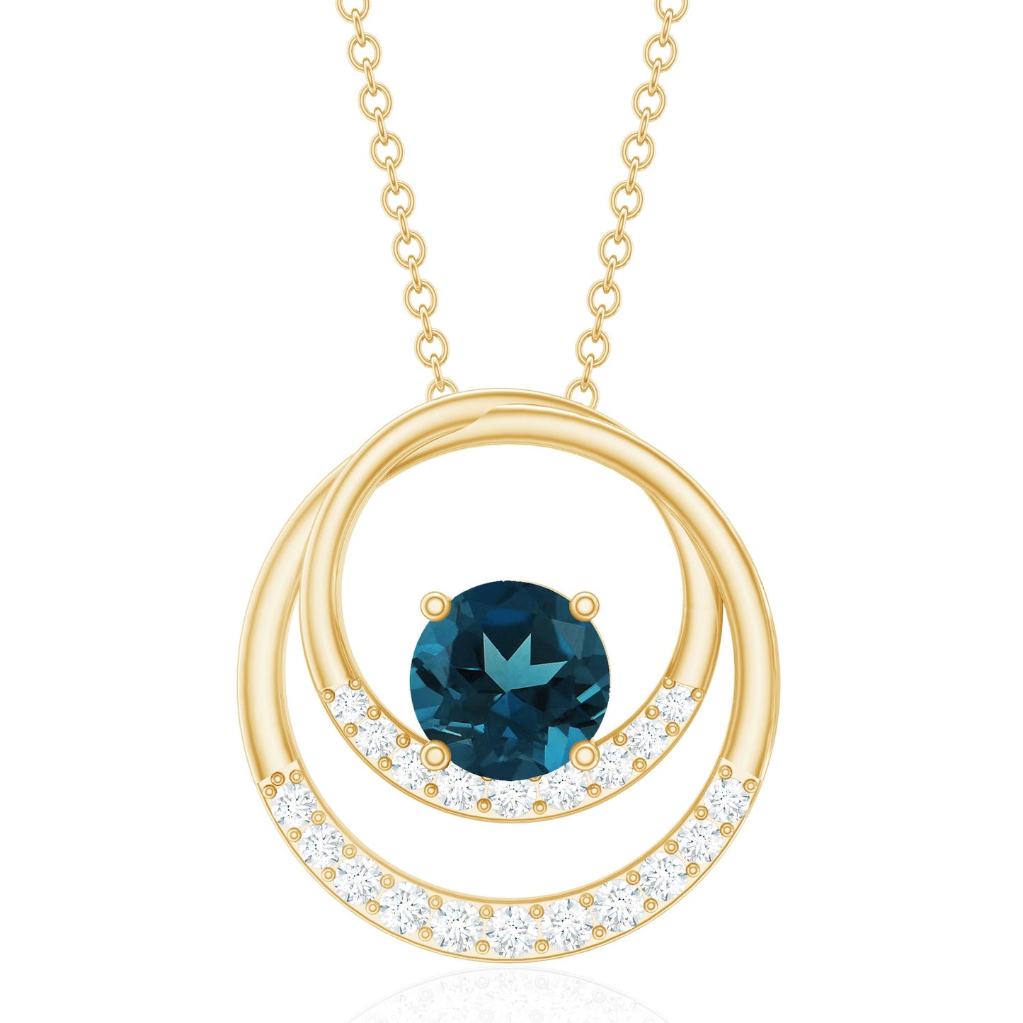 Real London Blue Topaz and Diamond Promise Necklace