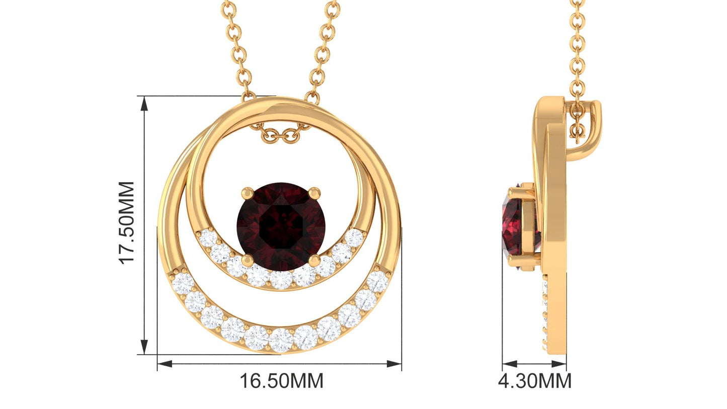 Garnet and Diamond Promise Eternity Pendant Necklace