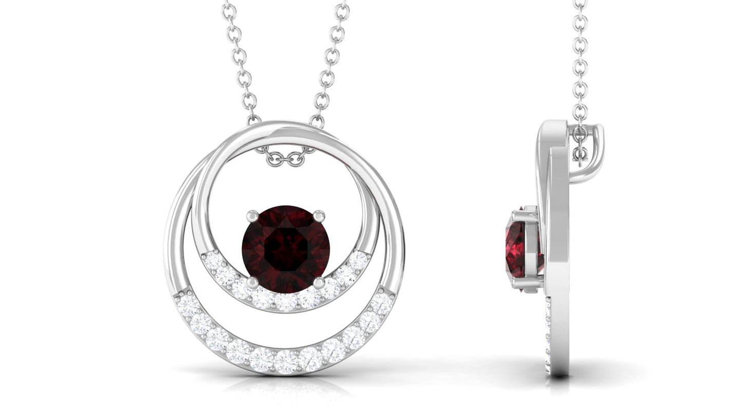 Garnet and Diamond Promise Eternity Pendant Necklace
