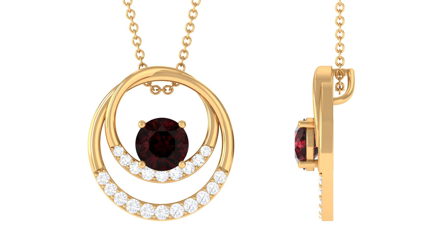 Garnet and Diamond Promise Eternity Pendant Necklace