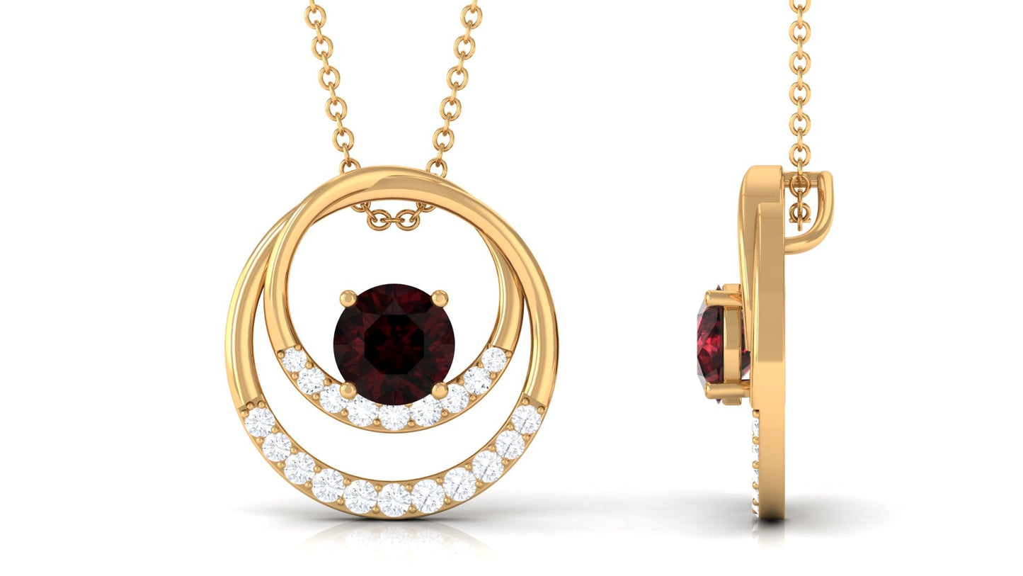 Garnet and Diamond Promise Eternity Pendant Necklace