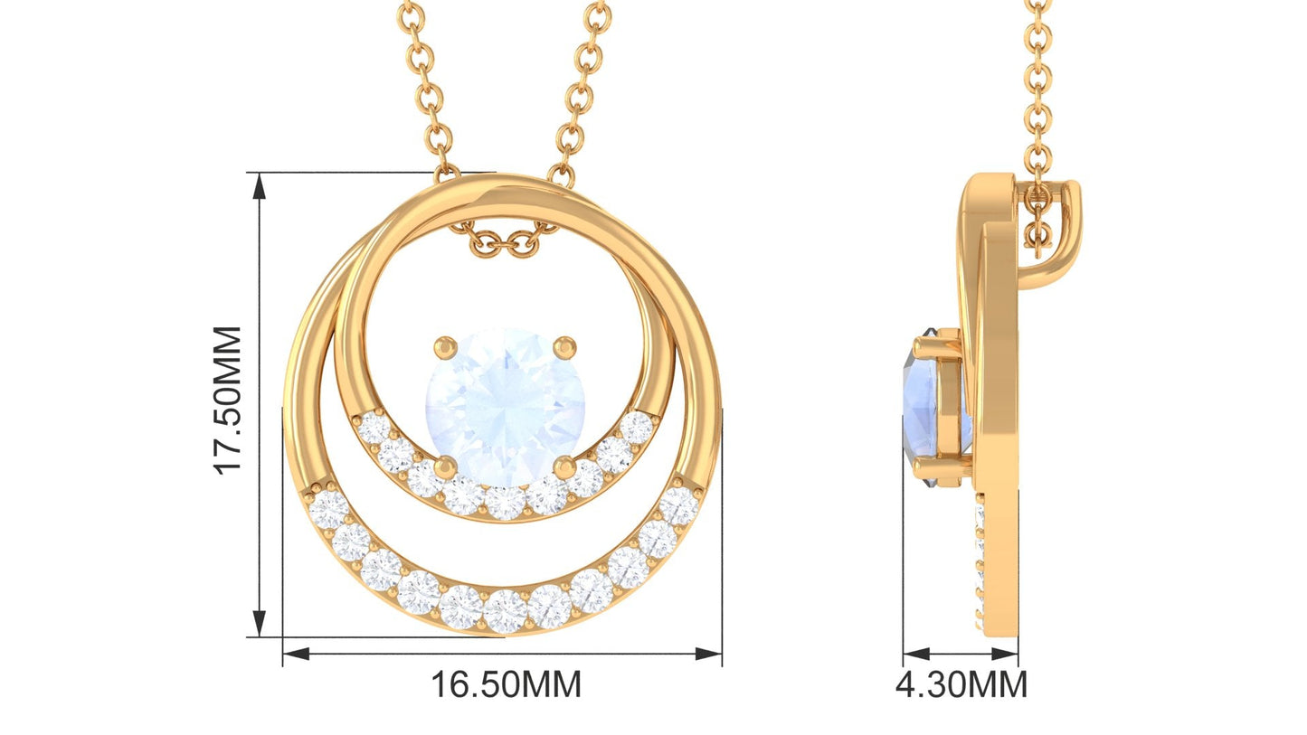 Classic Moonstone and Diamond Open Circle Pendant