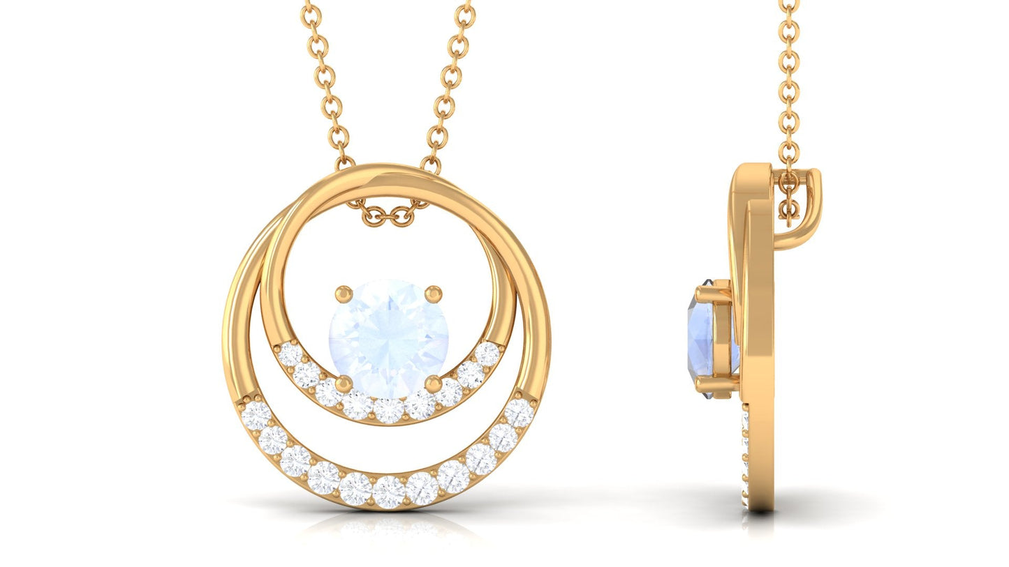 Classic Moonstone and Diamond Open Circle Pendant