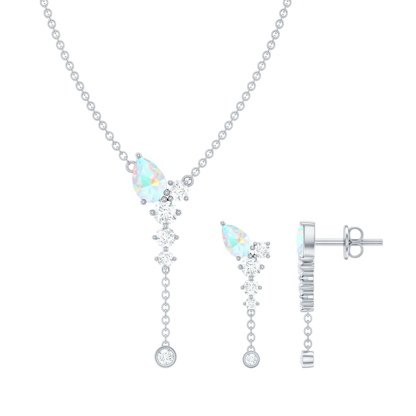 Natural Ethiopian Opal Teardrop Necklace Set with Certificate