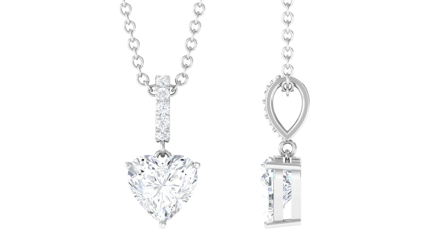 Certified 1.5 Carat Heart Shaped Moissanite Solitaire Necklace