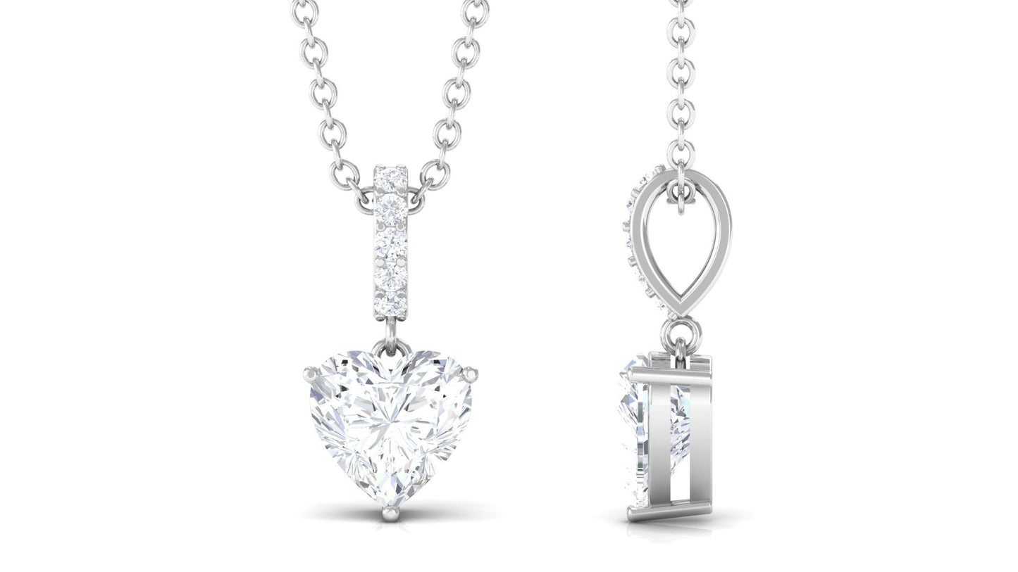 Certified 1.5 Carat Heart Shaped Moissanite Solitaire Necklace