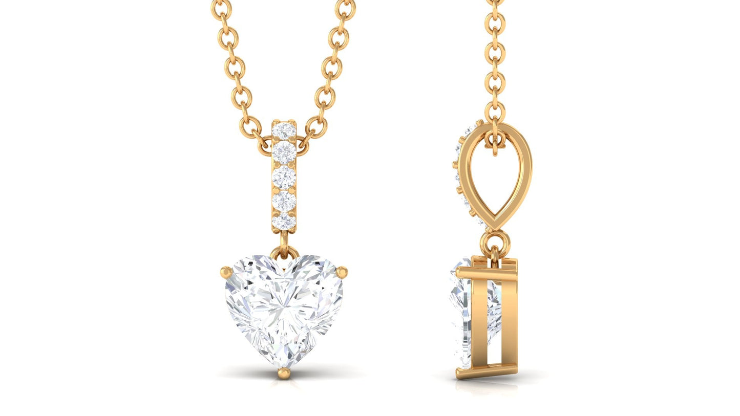 Certified 1.5 Carat Heart Shaped Moissanite Solitaire Necklace