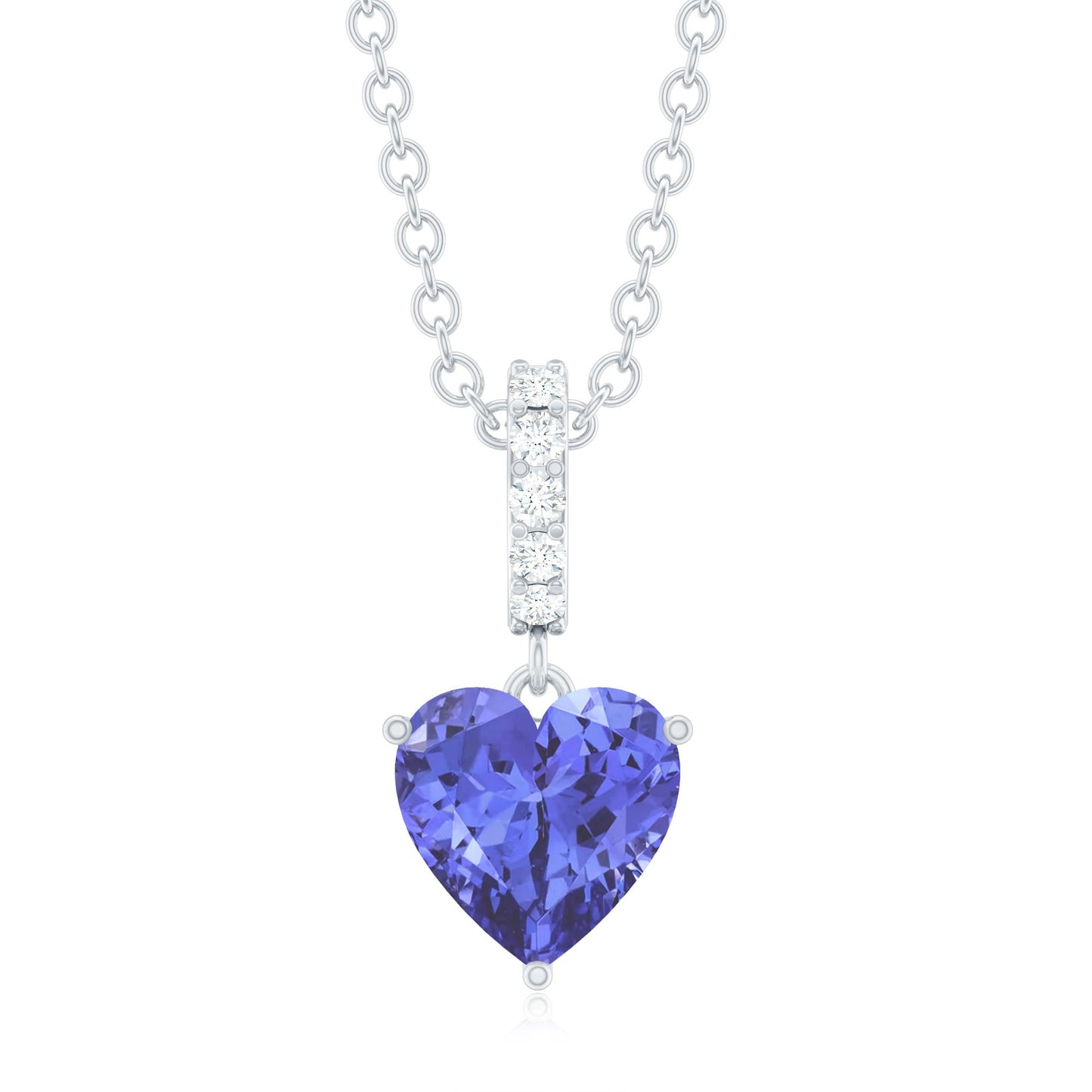 0.9 Carat Solitaire Tanzanite Heart Necklace with Diamond Bail