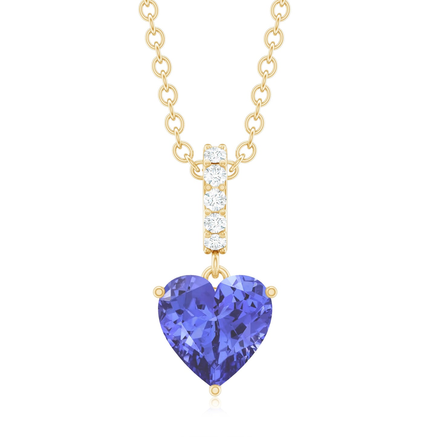 0.9 Carat Solitaire Tanzanite Heart Necklace with Diamond Bail