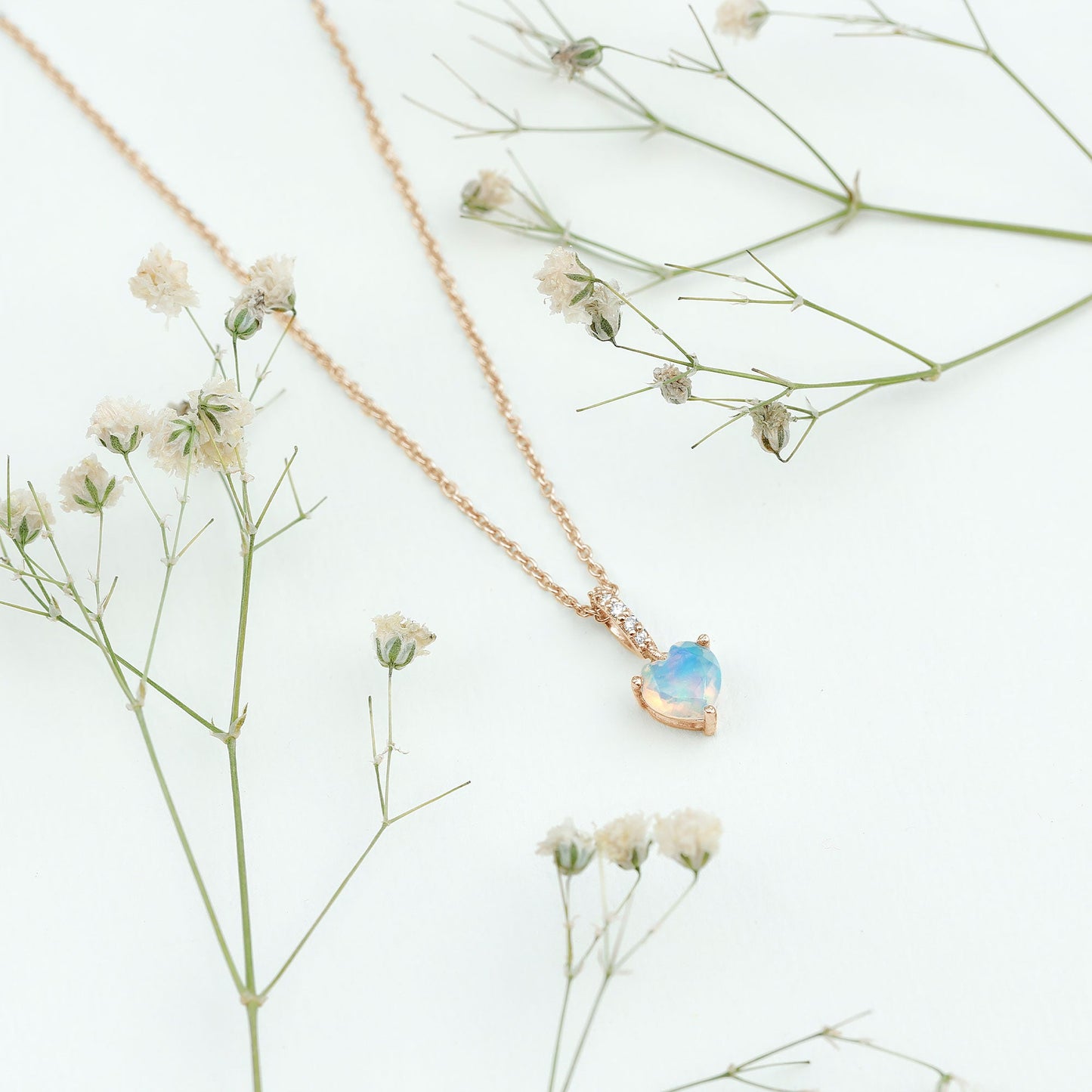 0.75 Carat Solitaire Ethiopian Opal Heart Locket Necklace
