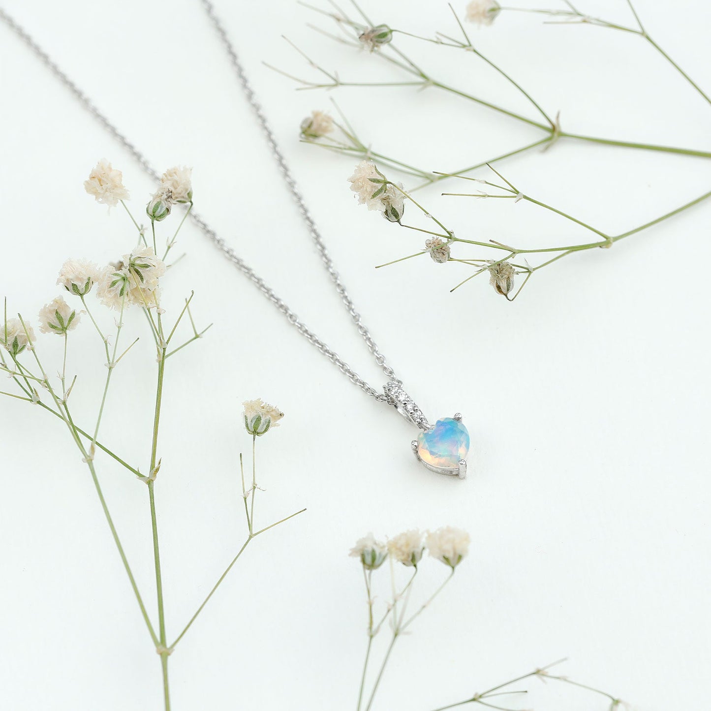 0.75 Carat Solitaire Ethiopian Opal Heart Locket Necklace