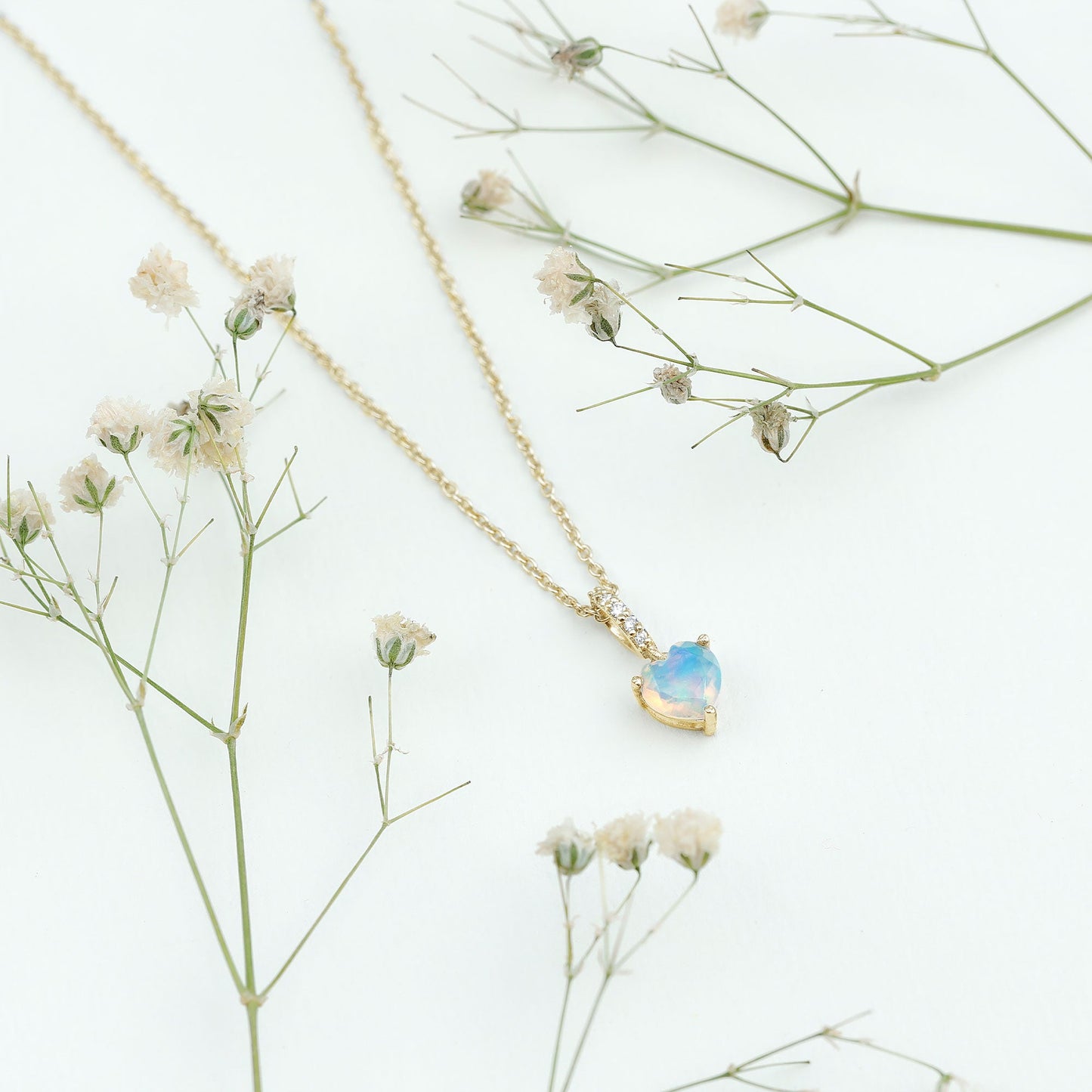 0.75 Carat Solitaire Ethiopian Opal Heart Locket Necklace