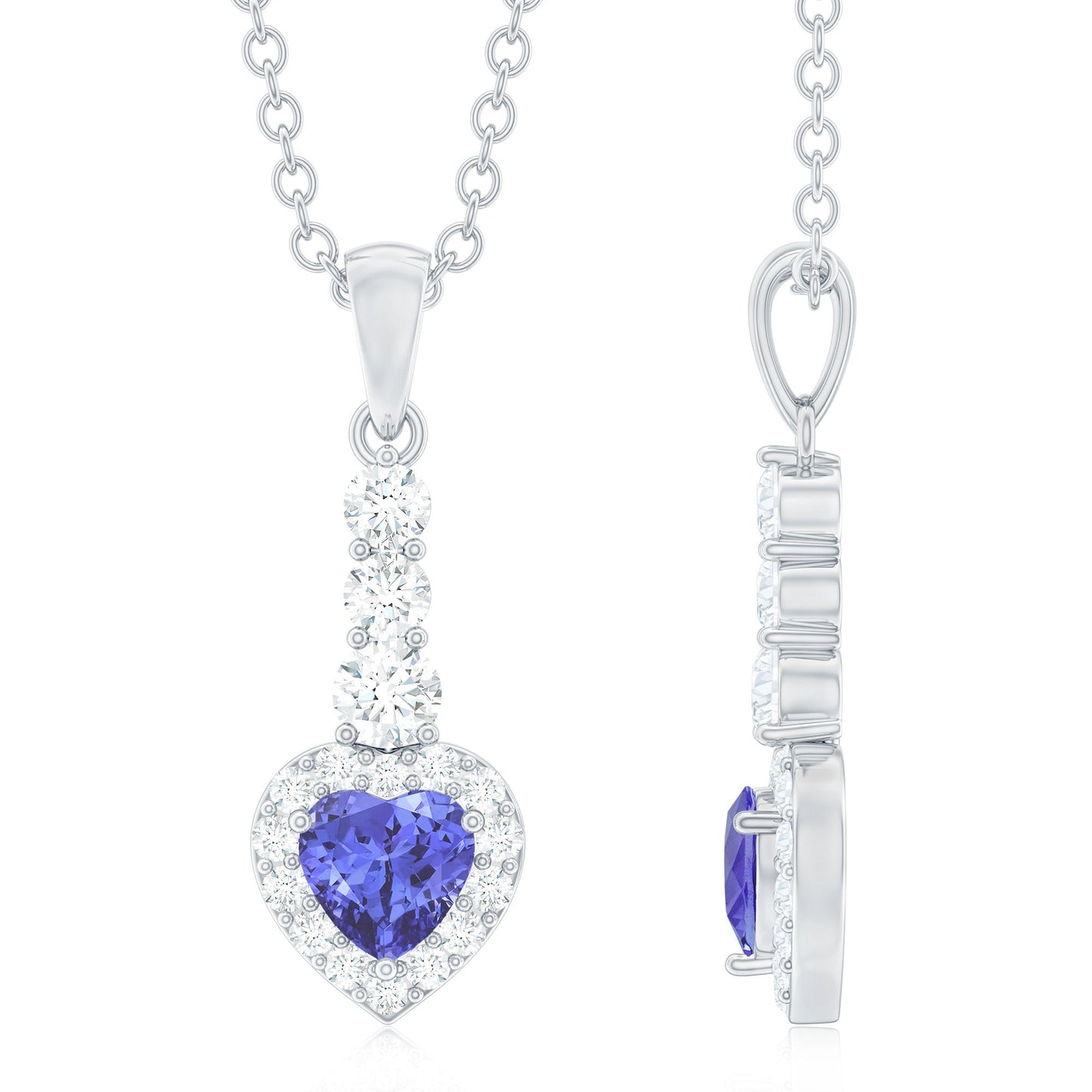 0.9 Carat Heart Shape Tanzanite Drop Pendant with Diamond