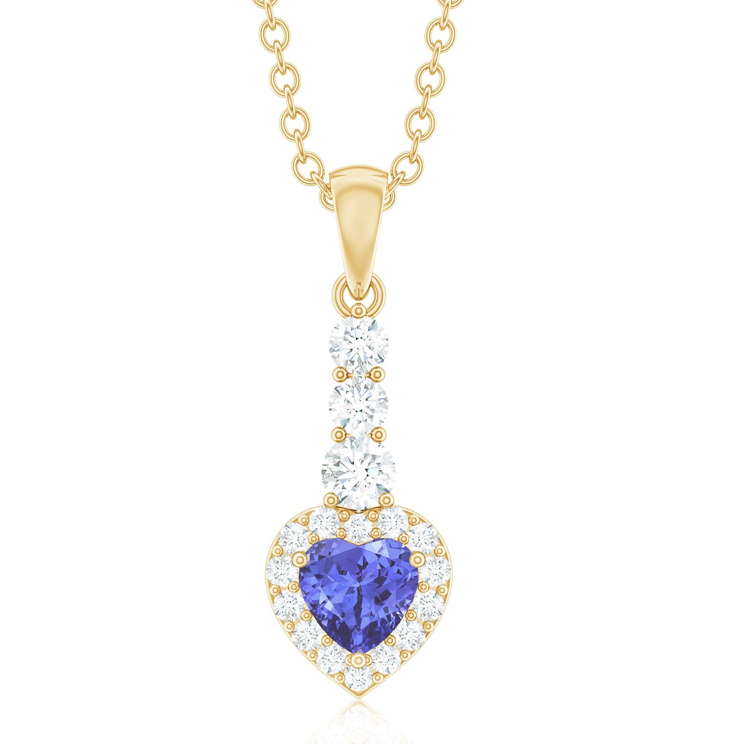 0.9 Carat Heart Shape Tanzanite Drop Pendant with Diamond