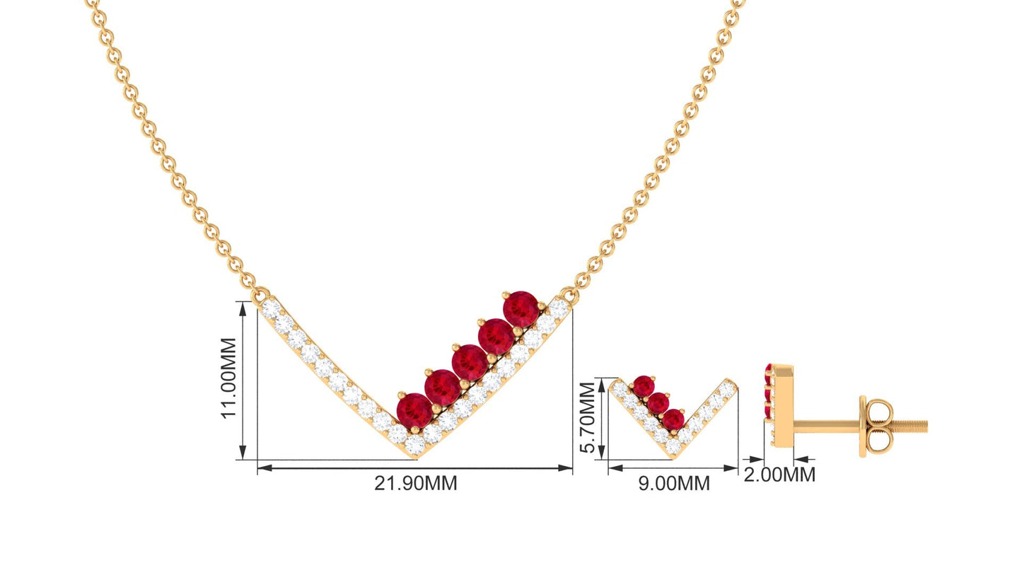 Created Ruby and Diamond Chevron jewelry Set