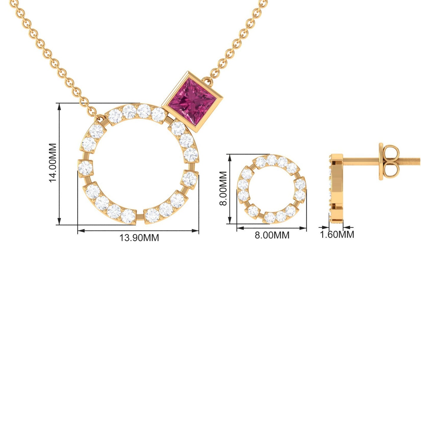 Pink Tourmaline and Diamond Eternity Jewelry Set