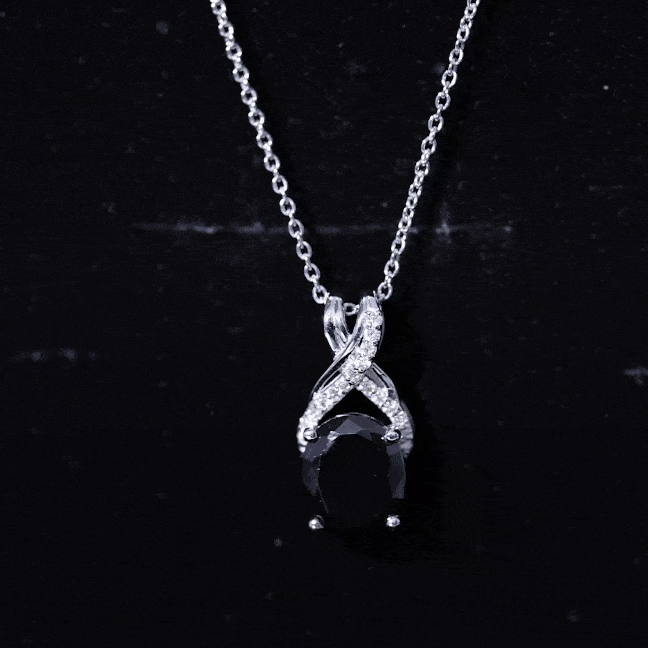 4 Carat Oval Lab Created Black Diamond Infinity Necklace With Chain