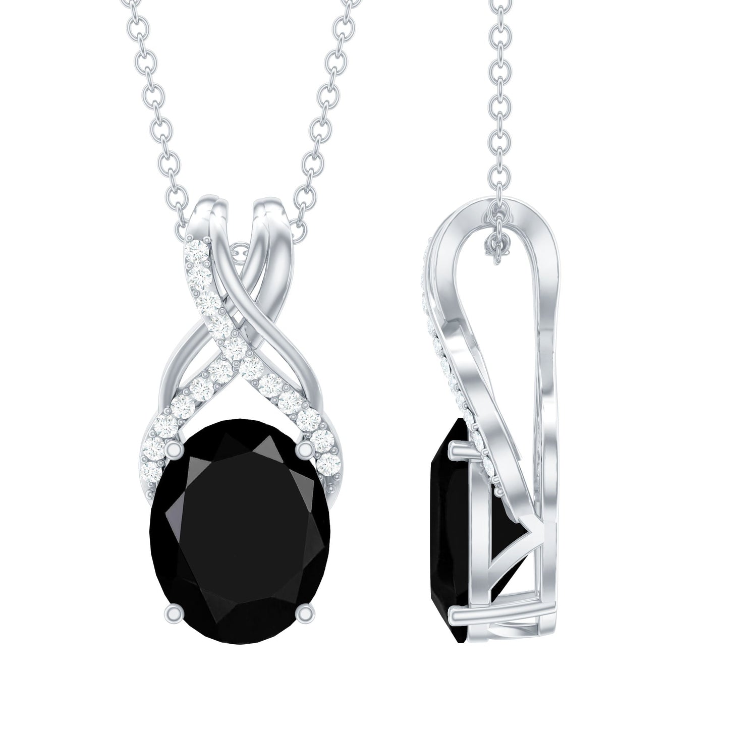 4 Carat Oval Lab Created Black Diamond Infinity Necklace With Chain
