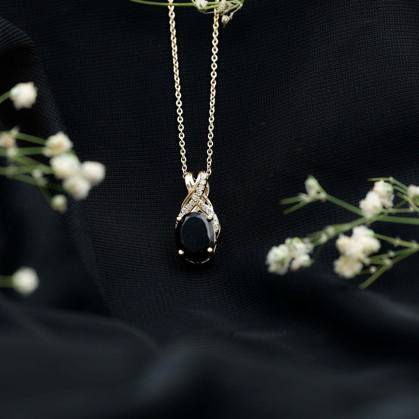 4 Carat Oval Lab Created Black Diamond Infinity Necklace With Chain