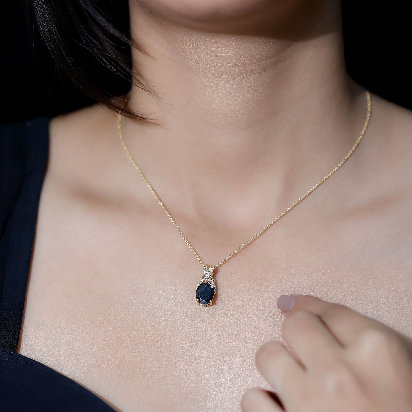 4 Carat Oval Lab Created Black Diamond Infinity Necklace With Chain