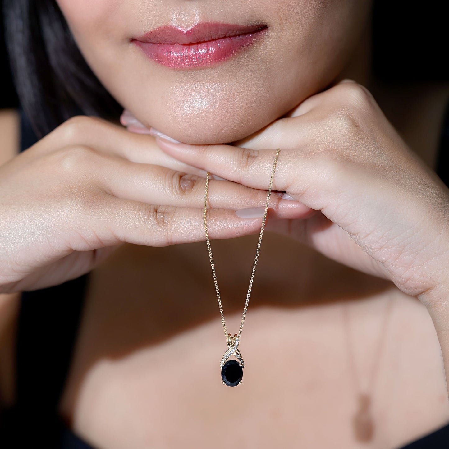 4 Carat Oval Lab Created Black Diamond Infinity Necklace With Chain